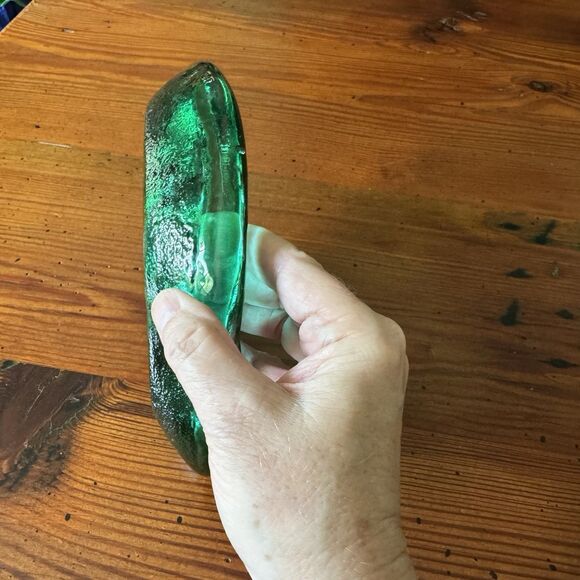 Blenko Vintage Green Amoeba Ashtray Dish Mid Century Free Form  Wow - Picture 9 of 10